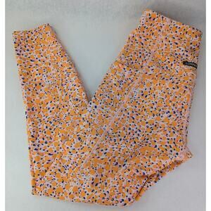 Lorna Jane Leggings Battle Cat Orange Multi Color Pocket Ankle Size Small | 1139